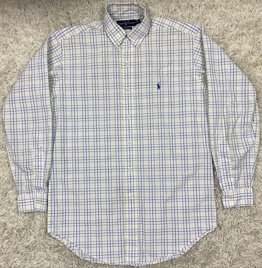 Polo Ralph Lauren Classic Fit Tattersall Check Shirt Sz S Blue Yellow Pony READ